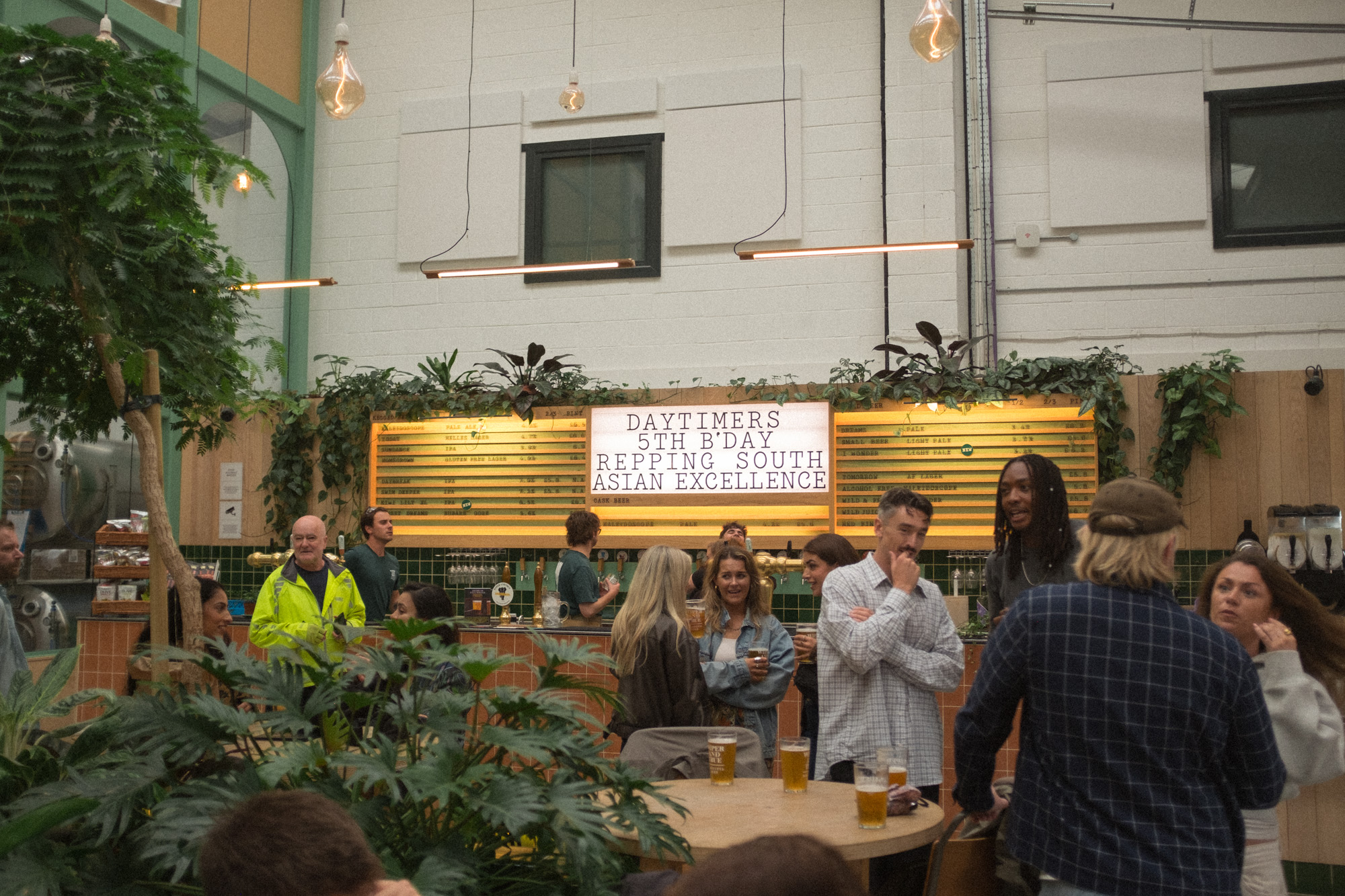 Daytimers 5th brithday sign over the bar