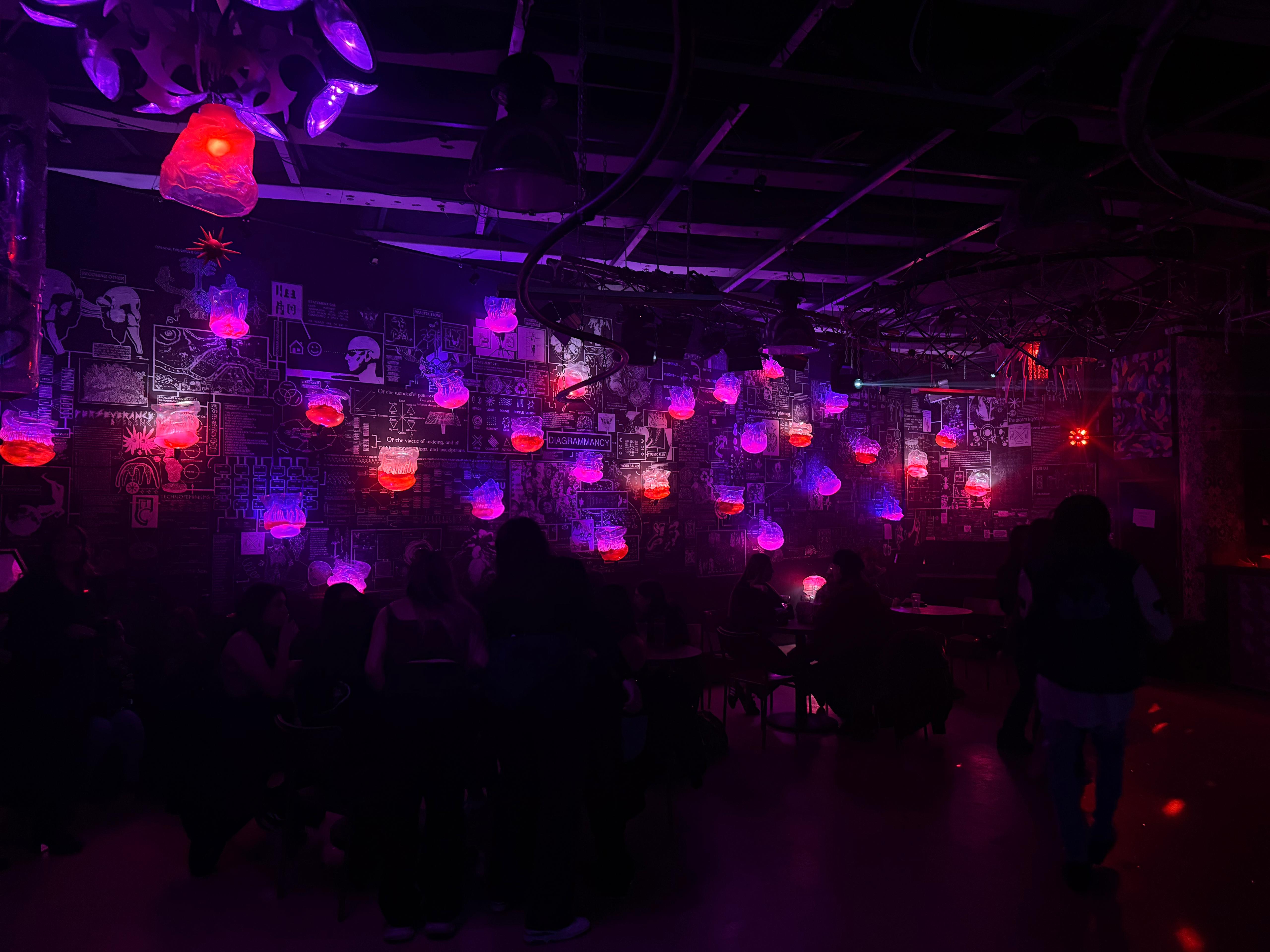 Strange Brew art installation, glowing jellyfish