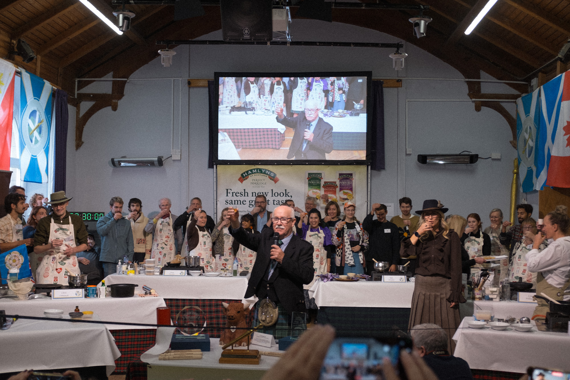 A toast of wiskey with the competitors