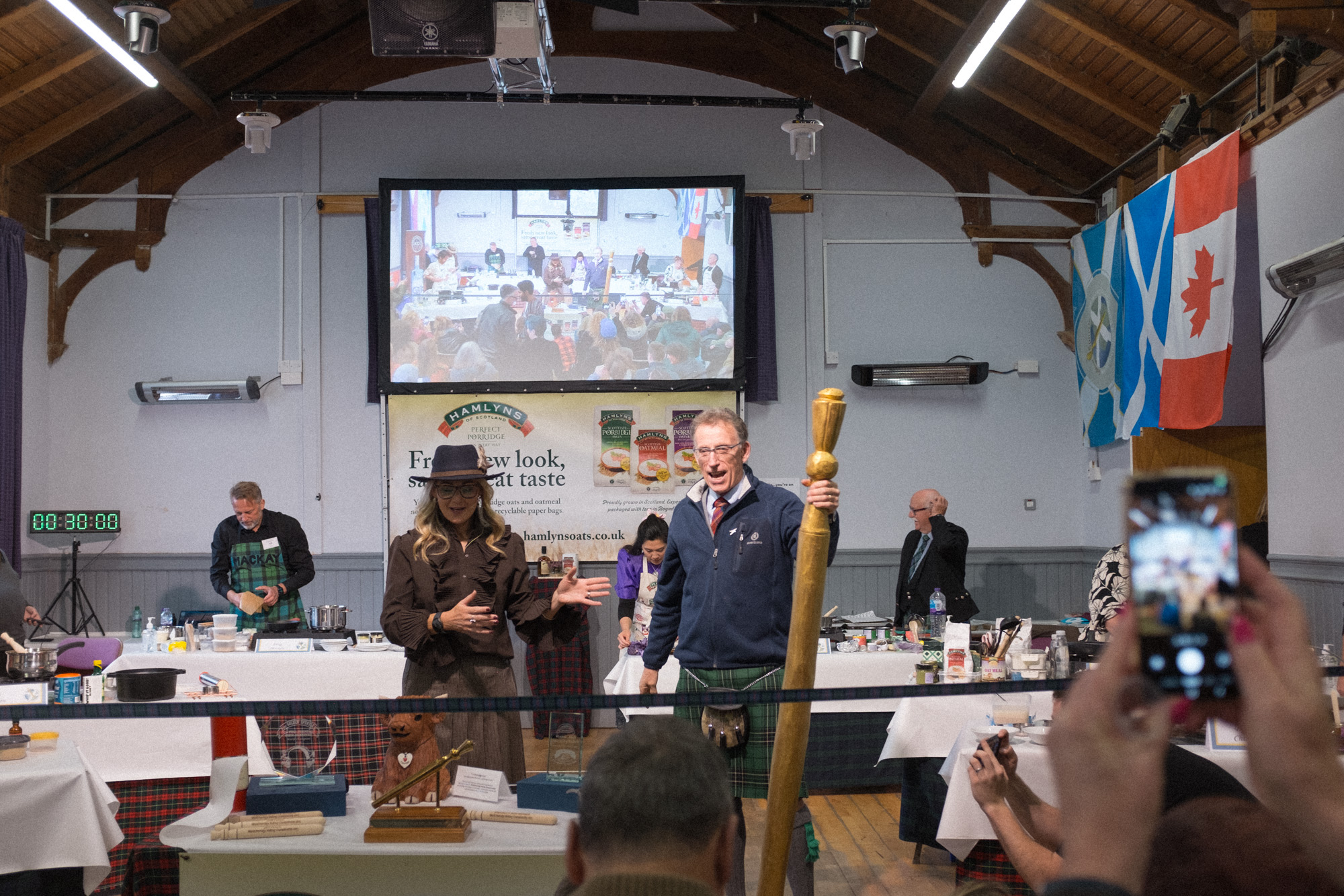 Holding the giant golden spurtle