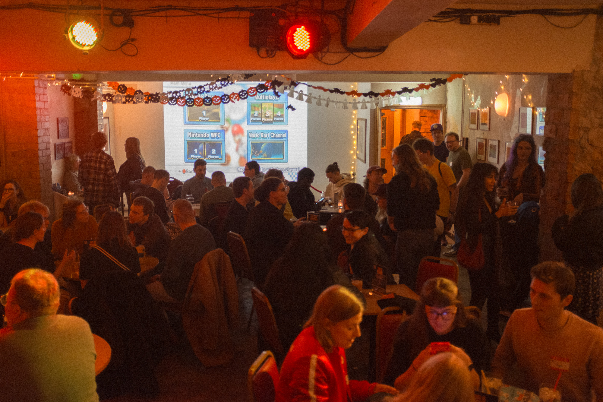 Bar full of people getting warmed up for the gig